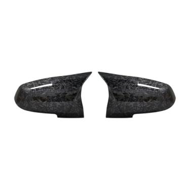 Imagem de 1 par de tampas de espelho retrovisor lateral compatível com BMW 1 2 3 4 Série F20 F30 F31 F32 F34 F36 E84 2014 2015 2016 2017 2018 2019 ABS preto brilhante(Forged Carbon Look)