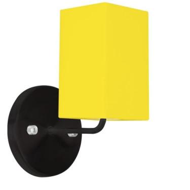 Imagem de Arandela Preta De Cupula Quadrada Amarela - MARRYLUZ