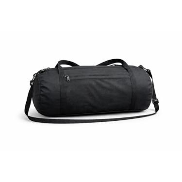 Imagem de Bolsa Duffel Compacta Preta, Material Resistente, 55cm x 25cm, com Alça Ajustável e Bolso Externo, Ideal para Viagens Curtas e Academia