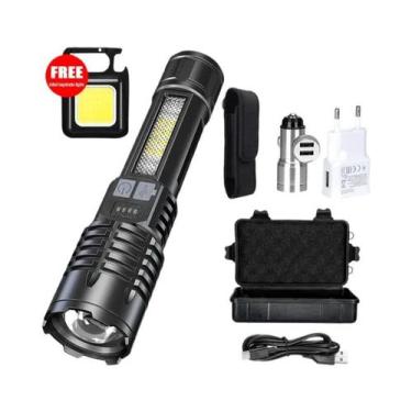 Imagem de Lanterna LED Ultra Brilhante 2000LM Recarregável Tipo-C Com Zoom De Lo