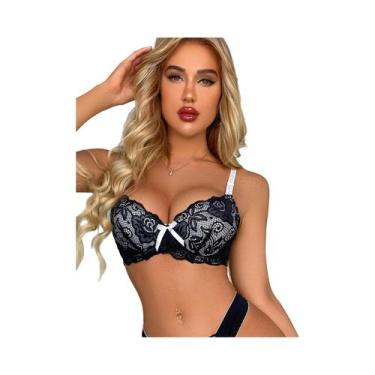 Imagem de Sutiã Push up De Renda Estilo Francês Para Mulheres, Confortável E Res