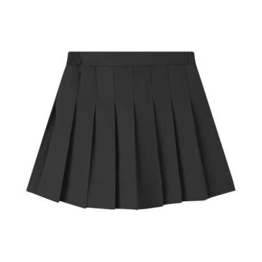 Imagem de Saia Mini Plissada De Cintura Alta Para Meninas Adolescentes, Cor Sóli