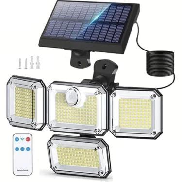 Imagem de Refletor Solar Externo Com Sensor De Movimento, 333 LEDs Destacáveis, Alimentado Por Energia Solar, Luminária De Parede À Prova D'Água IP65 Para Decoração De Jardim, Pátio E Quintal (5m Cabo)(2 pack)