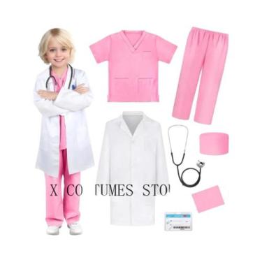 Imagem de Fantasia De Médico E Enfermeiro Para Crianças, Traje Cirúrgico Com Dec