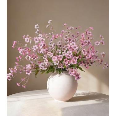 Imagem de Flores artificiais 12 peças, flores silvestres de seda sintética para vaso interno, flores falsas para buquês de casamento, arranjos de centro de mesa, decoração de chá de panela, mistura