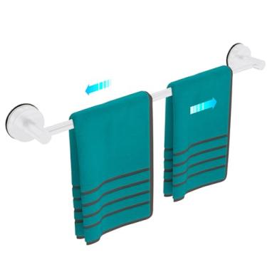 Imagem de Toalheiro para parede de banheiro, toalheiro ajustável de 36 a 61 cm para banheiro montado na parede, suporte de toalha para porta de chuveiro de vidro, acessórios de banheiro, itens essenciais de