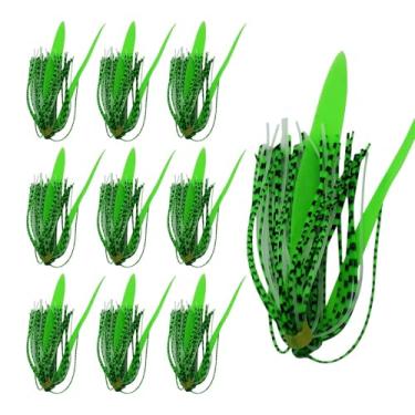 Imagem de Saias Jig para pesca de robalo – Pacote com 10 iscas de silicone | Acessórios de peixe para robalo de água do mar, jovens amigos da família, atividades ao ar livre, acampamento, sobrevivência