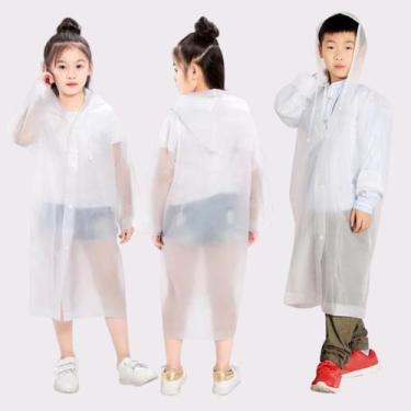 Imagem de Capa de Chuva Infantil 90cm com Capuz Impermeável Resistente Unissex M