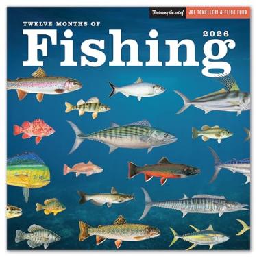 Imagem de Calendário de parede de doze meses de pesca 2026, mensal de janeiro a dezembro 30,5 x 30,5 cm