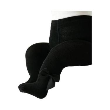 Imagem de Meia-calça De Cor Sólida Para Bebês Meninas Com Laços E Cintura Elásti