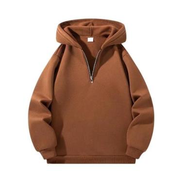 Imagem de Moletom Masculino De Manga Longa Com Capuz E Zíper Frontal, Cor Sólida