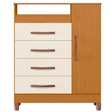 Imagem de Cômoda Sapateira 4 Gavetas 1 Porta Nicho Duquesa Cinamomo Off White