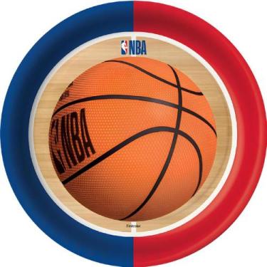 Imagem de Pratos Descartáveis de Papel para Aniversário Comemoração - NBA - 8 Un