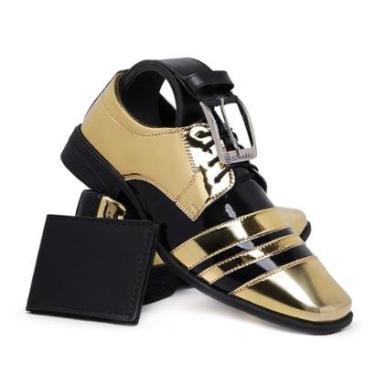 Imagem de Kit Cinto e Carteira Sapato Masculino Social Schiareli 840 Bico Quadrado Fino Moderno-M...