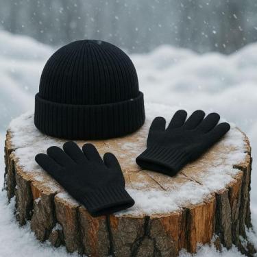 Imagem de Kit Infantil Touca e Luva Termico Para Inverno Frio Menino Menina - Se