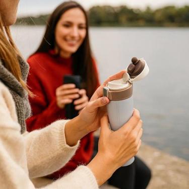 Imagem de Garrafa Isotérmica Copo Leva Agua Suco Café Quente Frio Mantém Aquecid