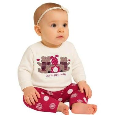 Imagem de Conjunto Bebê Menina Moletom Peluciado Com Bordado e Legging Estampada Kyly-Feminino