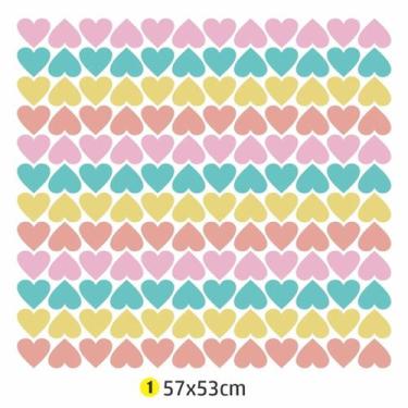 Imagem de Adesivo Parede Corações Colorido 57x53 quarto infantil - escolhidopora