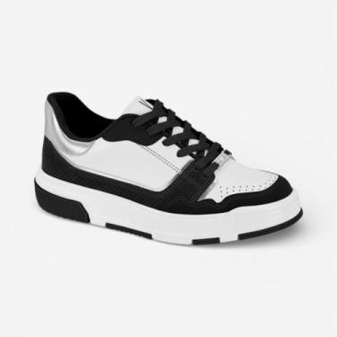 Imagem de Tênis Vizzano Casual Feminino Branco/Preto, Branco, Preto, Prata, 37
