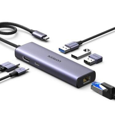 Imagem de UGREEN Revodok Hub USB C 6 em 1, Adaptador Gigabit Ethernet com 4K HDMI, 100W PD, 3 Portas de Dados USB A 3.0 Compatíveis com Mac M1, M2, M3, iPad, iPhone 16 Pro/Pro Max, Steam Deck