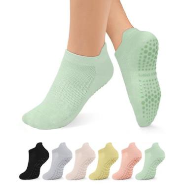 Imagem de Meias de Pilates BLONGW para mulheres, antiderrapantes, ioga, atlética