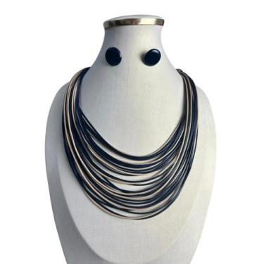 Imagem de Colar Feminino Degrade Fio Encerado Colorido kit com brincos - MLBpel,