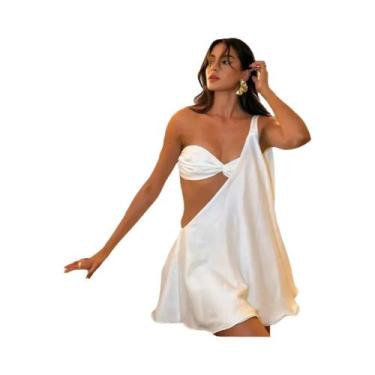 Imagem de Vestido Sexy Sem Mangas Com Renda E Bordado, Saia Irregular Para Festa