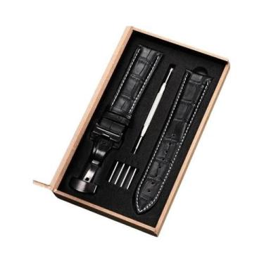 Imagem de Pulseira De Couro Para Relógio, 18mm-24mm, Fecho Borboleta De Aço Inox