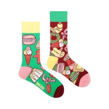 Imagem de Meias De Algodão Coloridas Com Estampa Floral E Frutas Para Homens E M