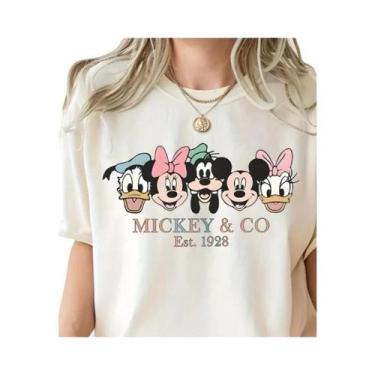 Imagem de Camiseta Feminina De Verão Solta E Casual Com Estampa Clássica Do Mick