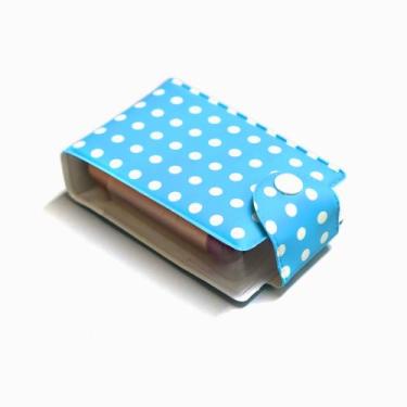 Imagem de Porta Batom 2 Compartimentos Diversas Cores Cor:Azul com Bolinhas - WO