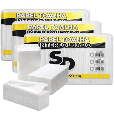 Imagem de Kit 3 Papel Toalha Interfolha Branco 20x21cm 3.000 Folhas SD