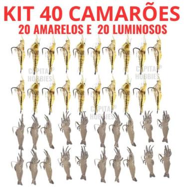 Imagem de Iscas Artificial camarão De Silicone Com Anzol Kit 40 ou 20 unidades d