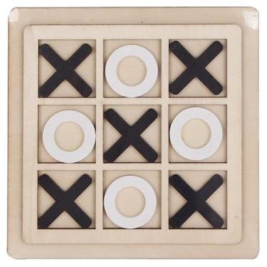 Imagem de Tabuleiro De Madeira Jogo Da Velha Montessori XO Recreativo Lazer Infa
