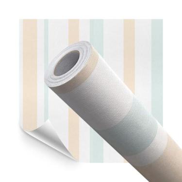 Imagem de Kit 3 Papel de Parede Listrado Vertical Infantil Verde Pastel Adesivo 