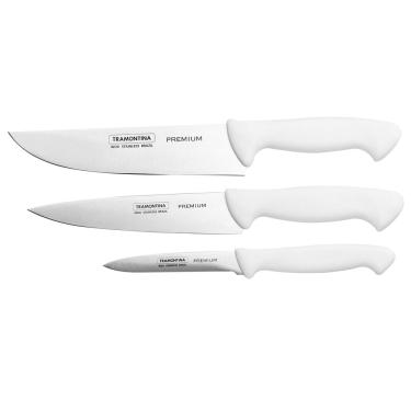 Imagem de Conjunto de Facas Tramontina Premium em Inox e Polipropileno - 3 Peças
