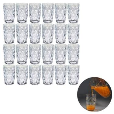 Imagem de Kit 24 Copos Diamante 370 ML Transparente Mesa Posta Sucos Agua - PRAT