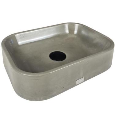 Imagem de Cuba Cinza Banheiro Lavabo Sobrepor Pia de Apoio Retangular Industrial