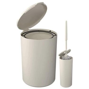 Imagem de COMP Kit Banheiro Coza Brinox Serene Cinza Claro: Lixeira 5L + Escova 