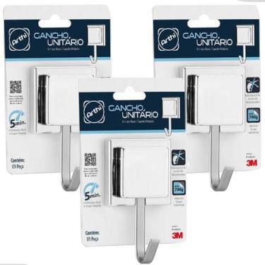 Imagem de Kit 3 Gancho Cabide Cabideiro Suporte Porta Toalha de Rosto de Parede 