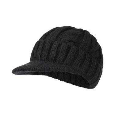 Imagem de Boné De Beisebol Masculino De Inverno Quente Com Aba Curta, Tricotado,