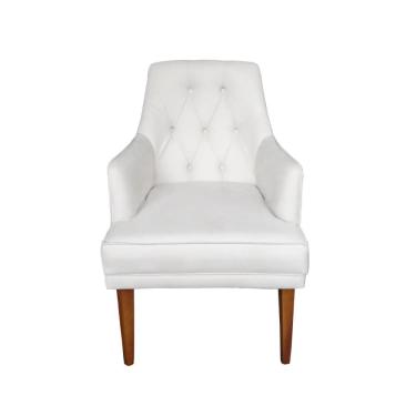 Imagem de Cadeira Poltrona Paris Decorativa para Sala de Estar e Recepção Suede Confortável Branco com Braços
