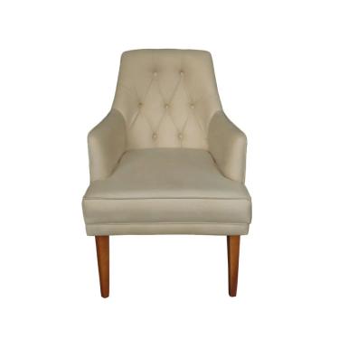 Imagem de Cadeira Poltrona Paris Decorativa para Sala de Estar e Escritório em Suede com Braços Bege