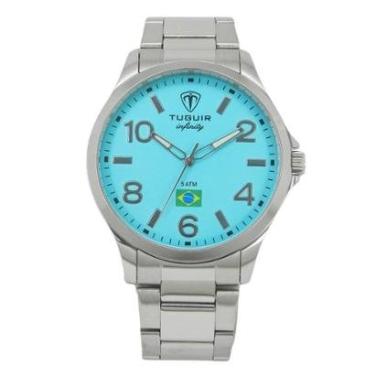 Imagem de Relógio Masculino de Aço Tuguir Analógico Infinity TGI37229 Prata e Ciano-Masculino