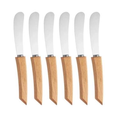 Imagem de Conjunto De Facas Para Manteiga Em Aço Inoxidável Com Cabo De Madeira 