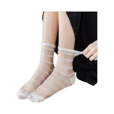 Imagem de Meias Transparentes De Verão Para Mulheres E Meninas Com Renda E Padrã