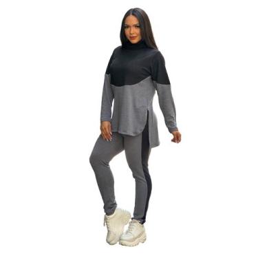 Imagem de Conjunto Frio Blusa Calça Com Gola Feminino Elegante Agasalho Lanzinho