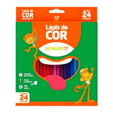 Imagem de Caixa De Lápis De Cor 24 Cores Redondo LeoELeo -  LEO & LEO