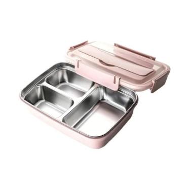 Imagem de Container Bento De Aço Inoxidável À Prova De Vazamentos Com 3/4 Compar