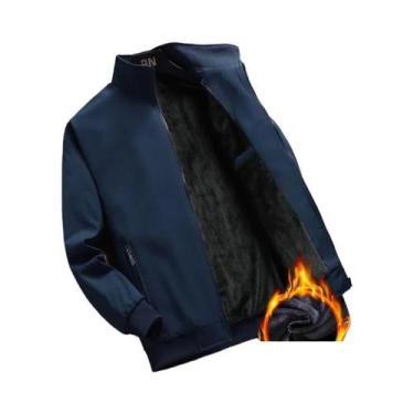 Imagem de Jaqueta De Inverno Masculina Em Fleece Quente, Cor Sólida, Casual Para